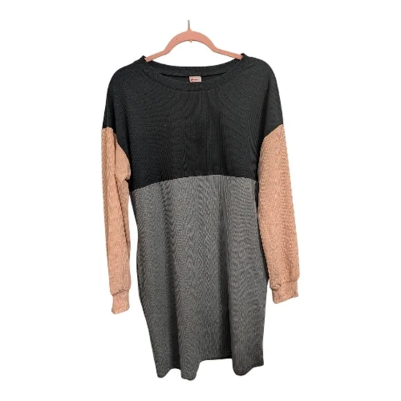 Wiholl Long Sleeve Colorblock Dress With Pockets Size Large New - Picture 2 of 6